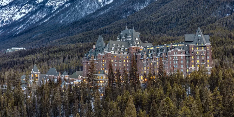 Iconic ‘Castle in the Rockies’ surrounded by the hidden valleys and towering peaks of Banff.