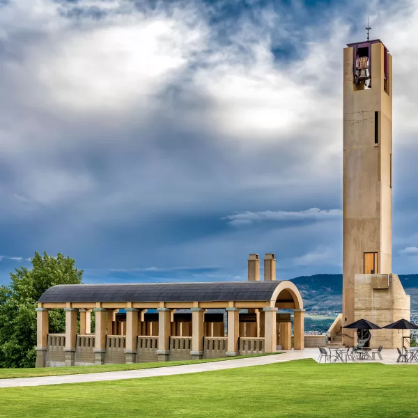 Standing 12-storeys tall, the Bell Tower greets visitors to the Mission Hill Winery in West Kelowna.