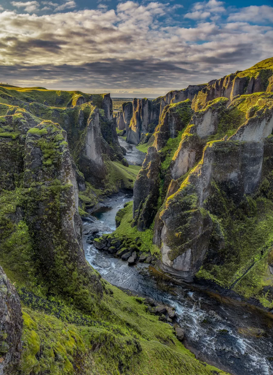 Fjaðrárgljúfur, or ‘feather river canyon’ is a winding canyon in south east Iceland that was created by water erosion.