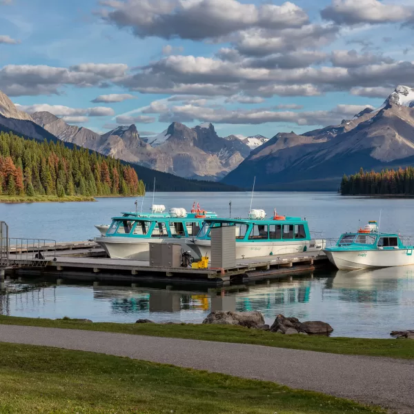 Maligne Lake in Jasper National Park, AB is the largest natural lake in the Canadian Rockies.
