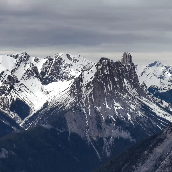 Barren rockfaces of the Rocky Mountain Range in Banff, Alberta.
